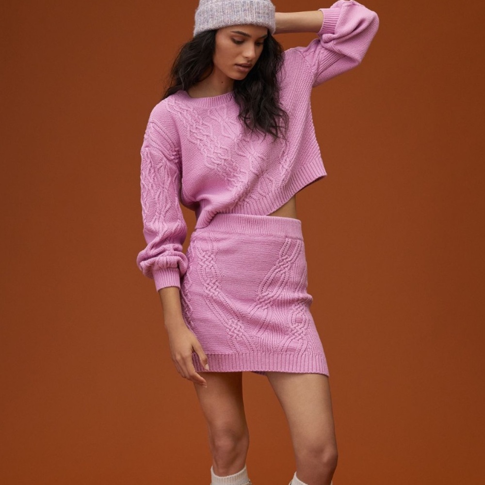 Set🎀Maeve cable knit sweater & skirt pink‎
